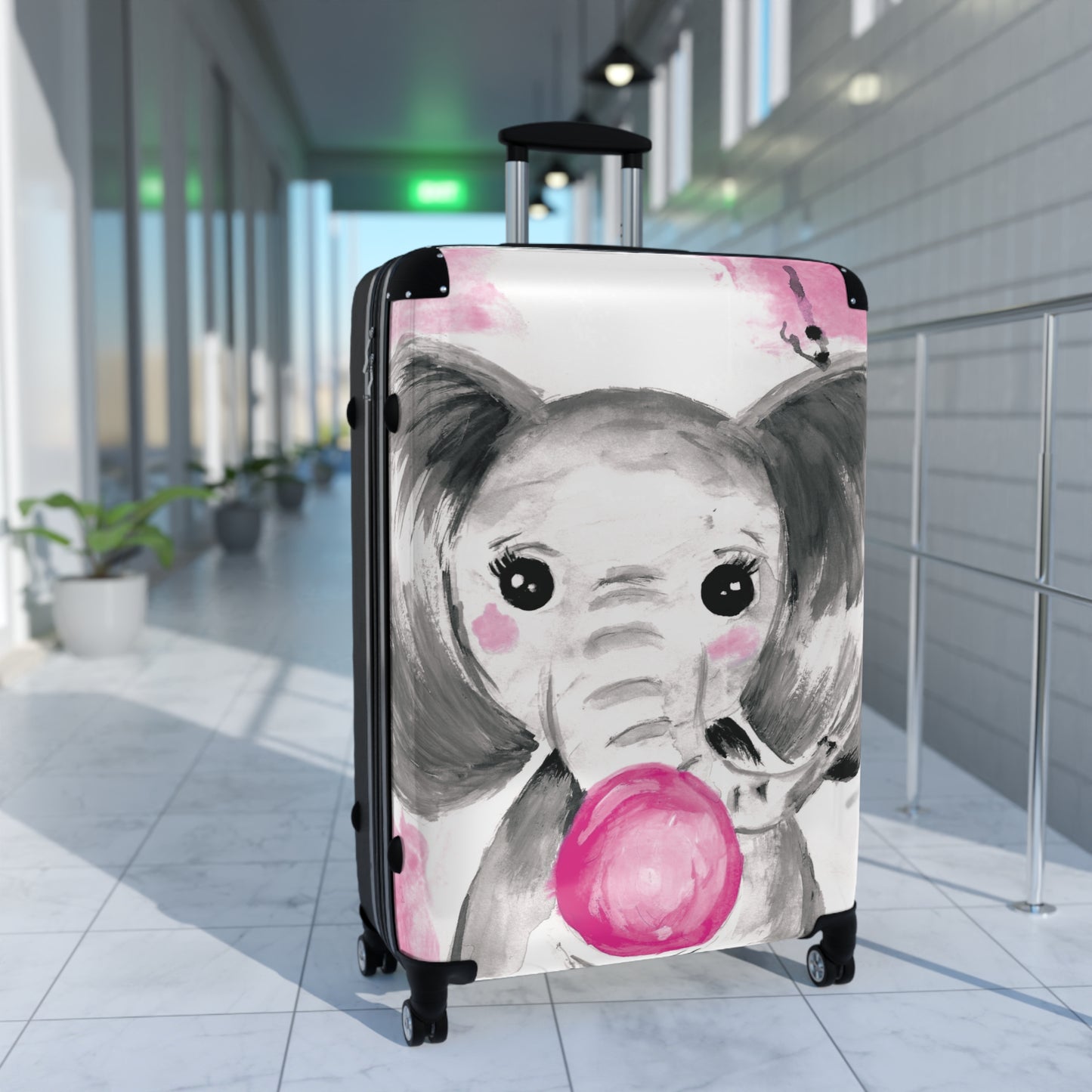Little Elephant with pink bubblegum without AI - Suitcases