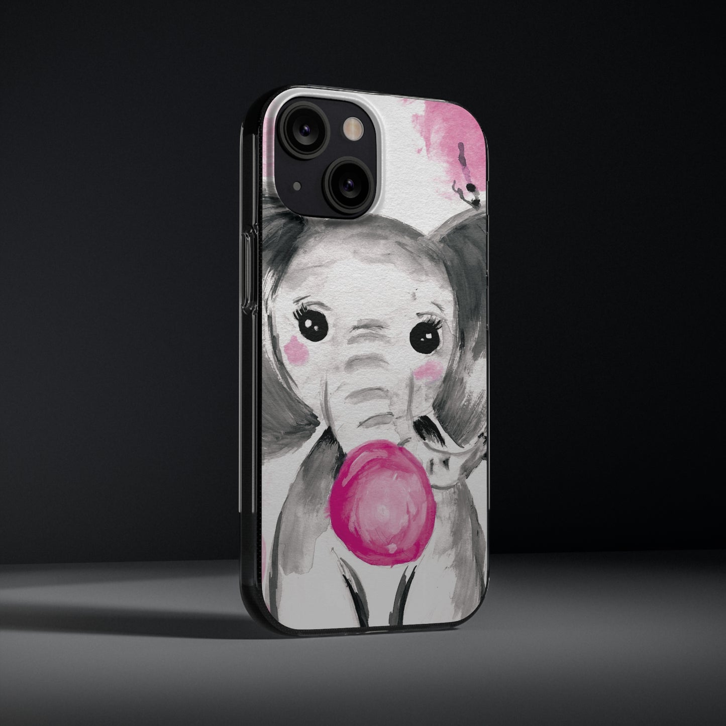 Little Elephant with pink bubblegum without AI - Soft Phone Cases