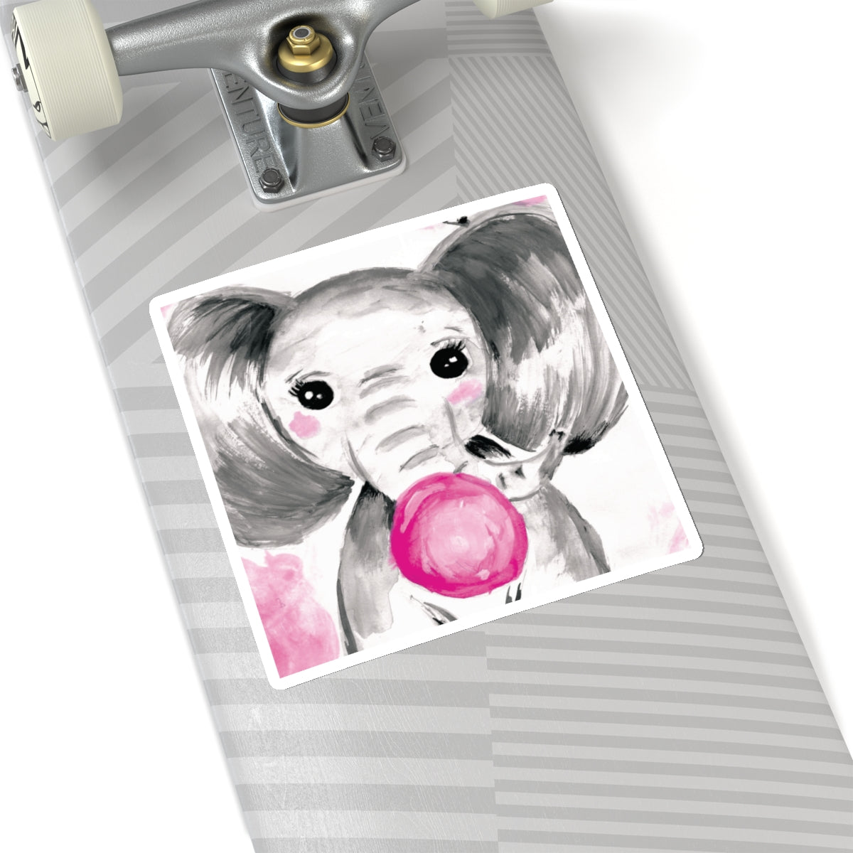 Little Elephant with pink bubblegum without AI - Kiss-Cut Stickers