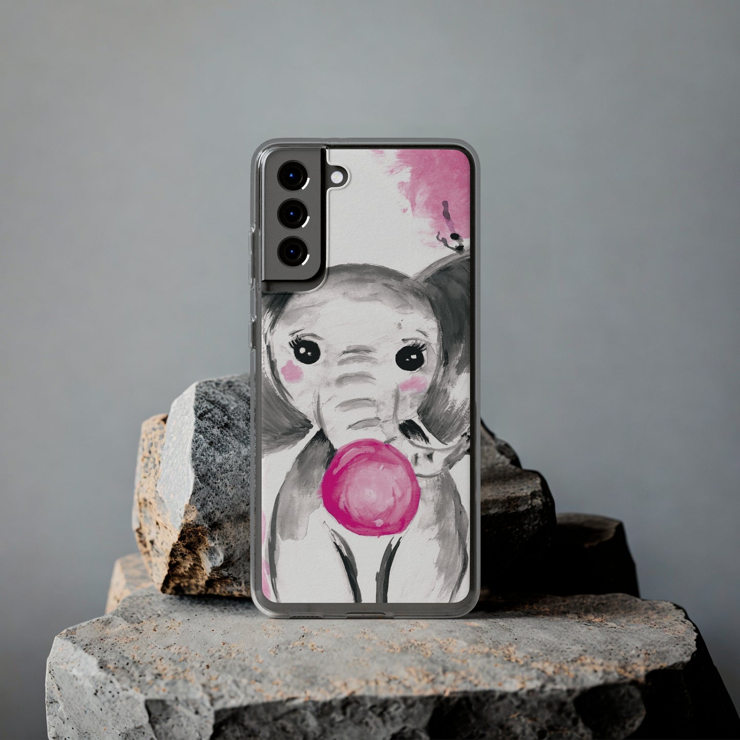 Little Elephant with pink bubblegum without AI - Soft Phone Cases