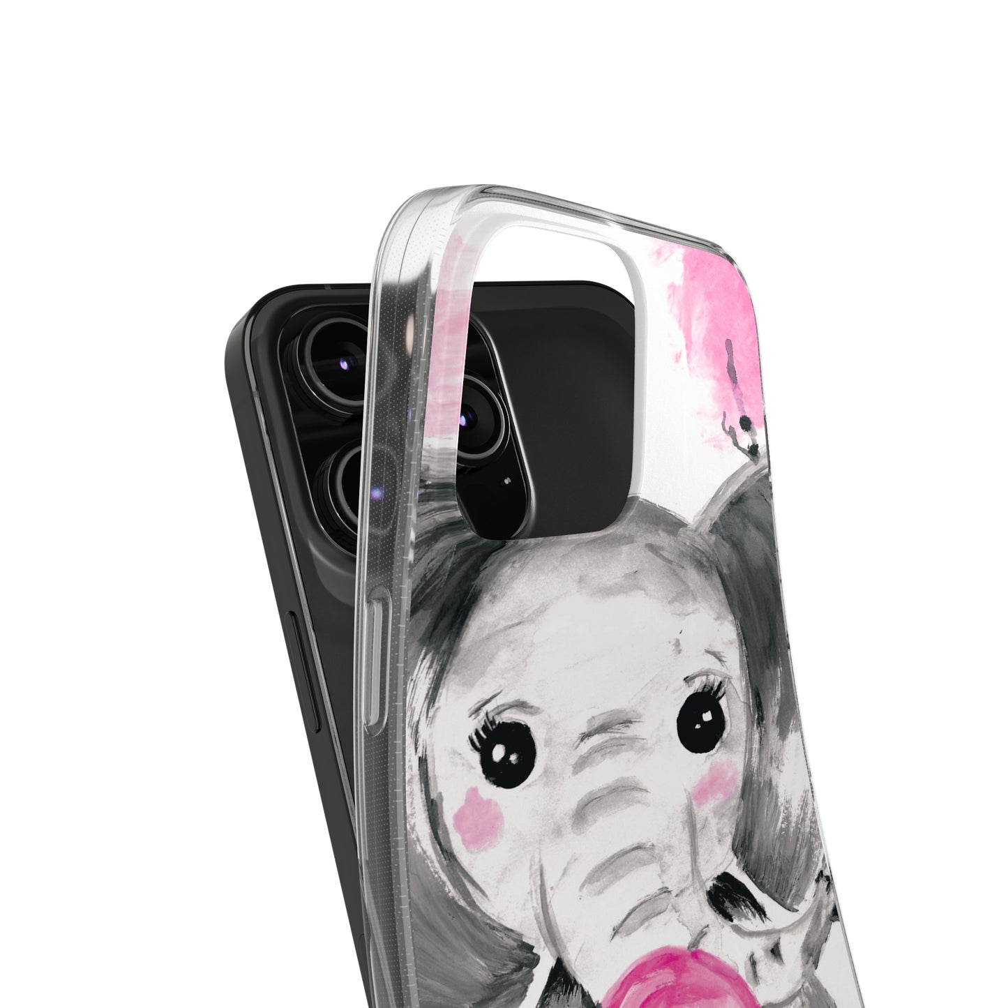 Little Elephant with pink bubblegum without AI - Soft Phone Cases