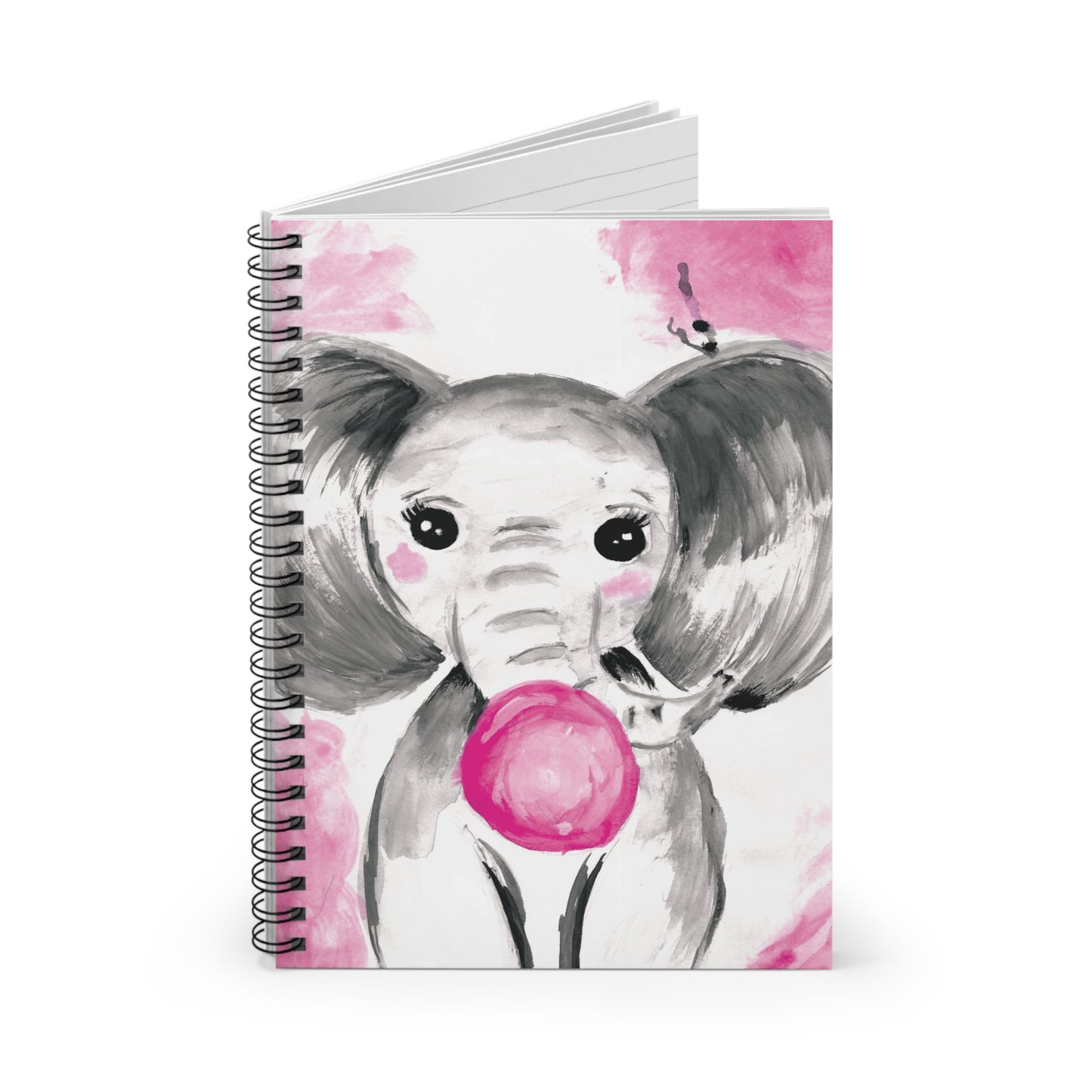 Little Elephant with pink bubblegum without - AI Spiral Notebook - Ruled Line