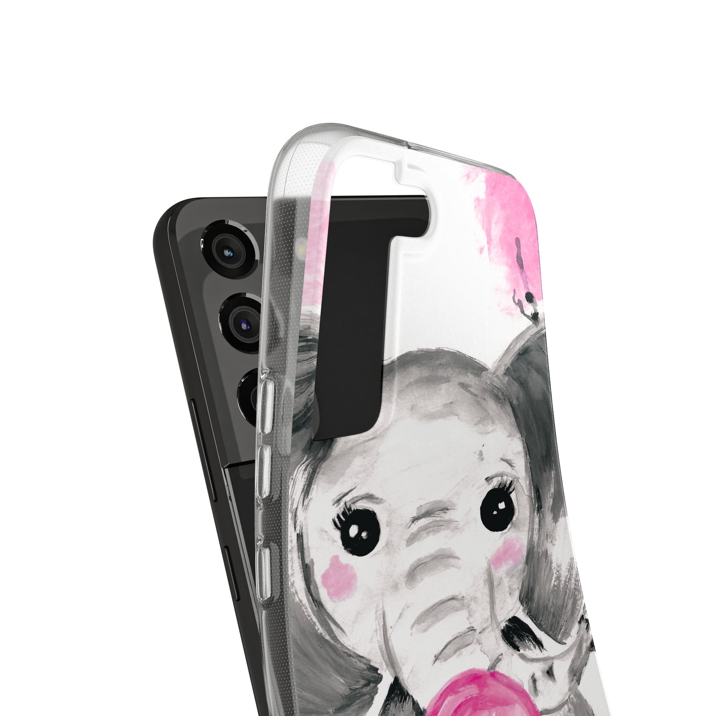 Little Elephant with pink bubblegum without AI - Soft Phone Cases