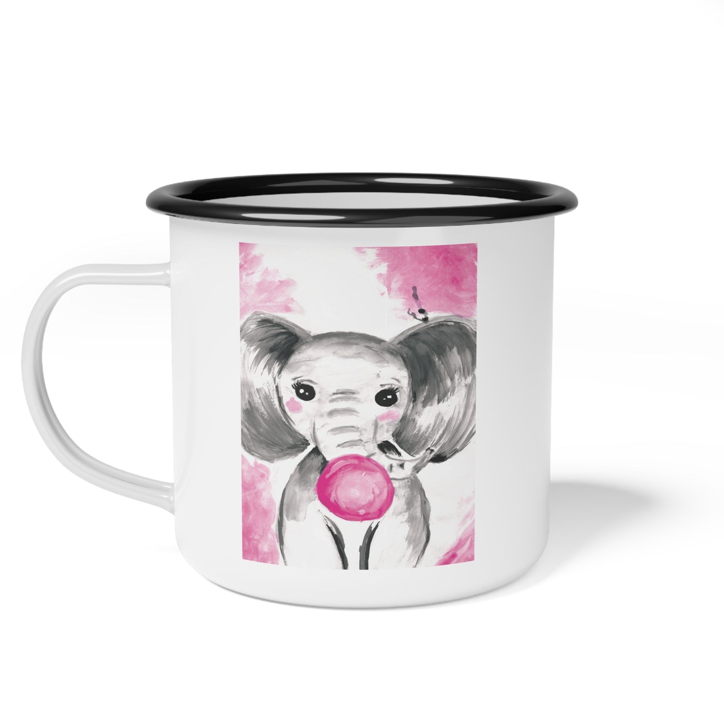 Little Elephant with pink bubblegum without AI - Enamel Camp Cup