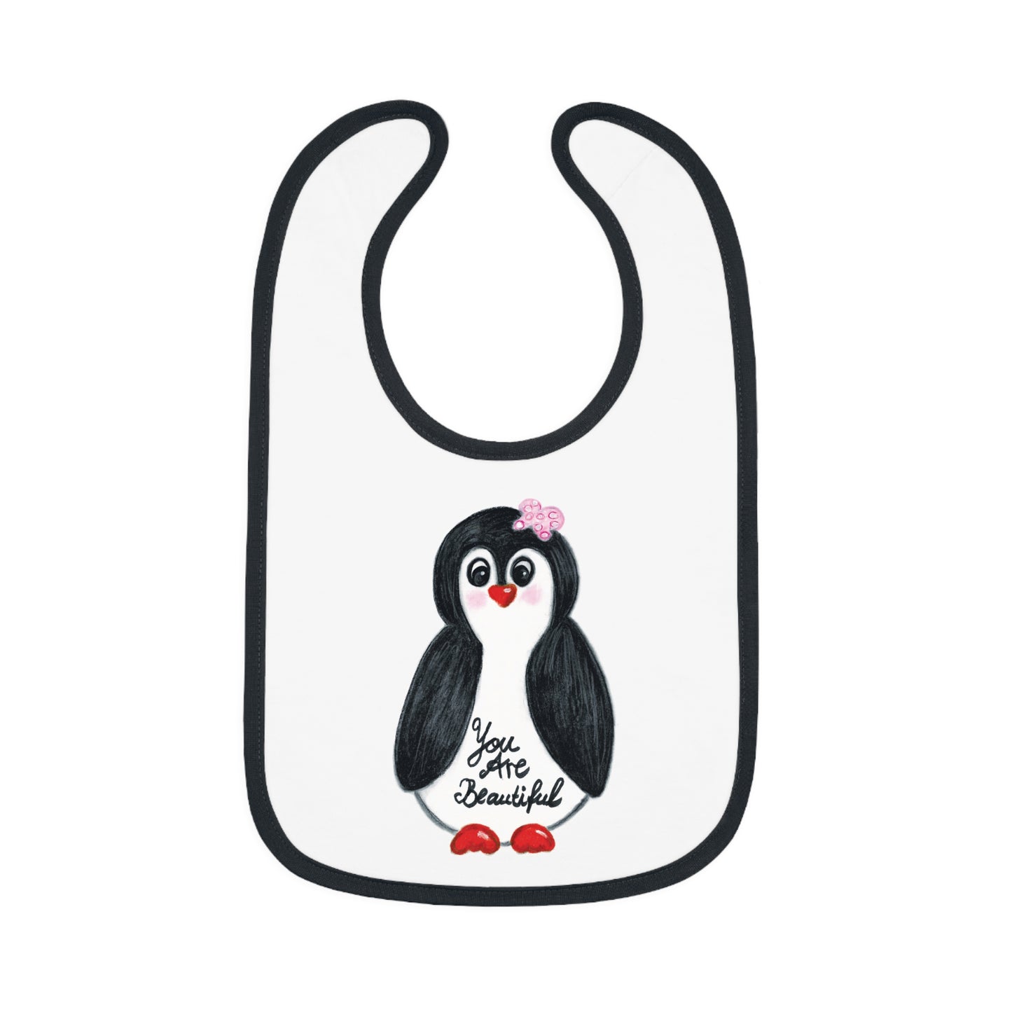 Little penguin beautiful - Baby Contrast Trim Jersey Bib