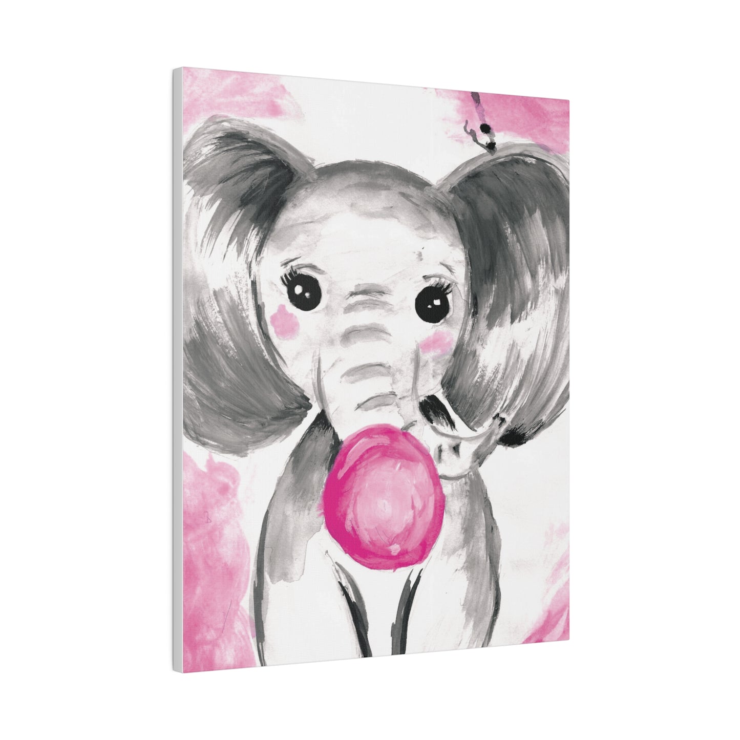 Little Elephant with pink bubblegum without AI - Matte Canvas, Stretched, 0.75"