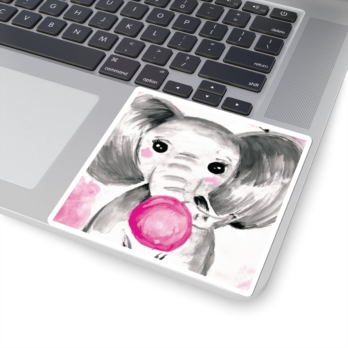 Little Elephant with pink bubblegum without AI - Kiss-Cut Stickers
