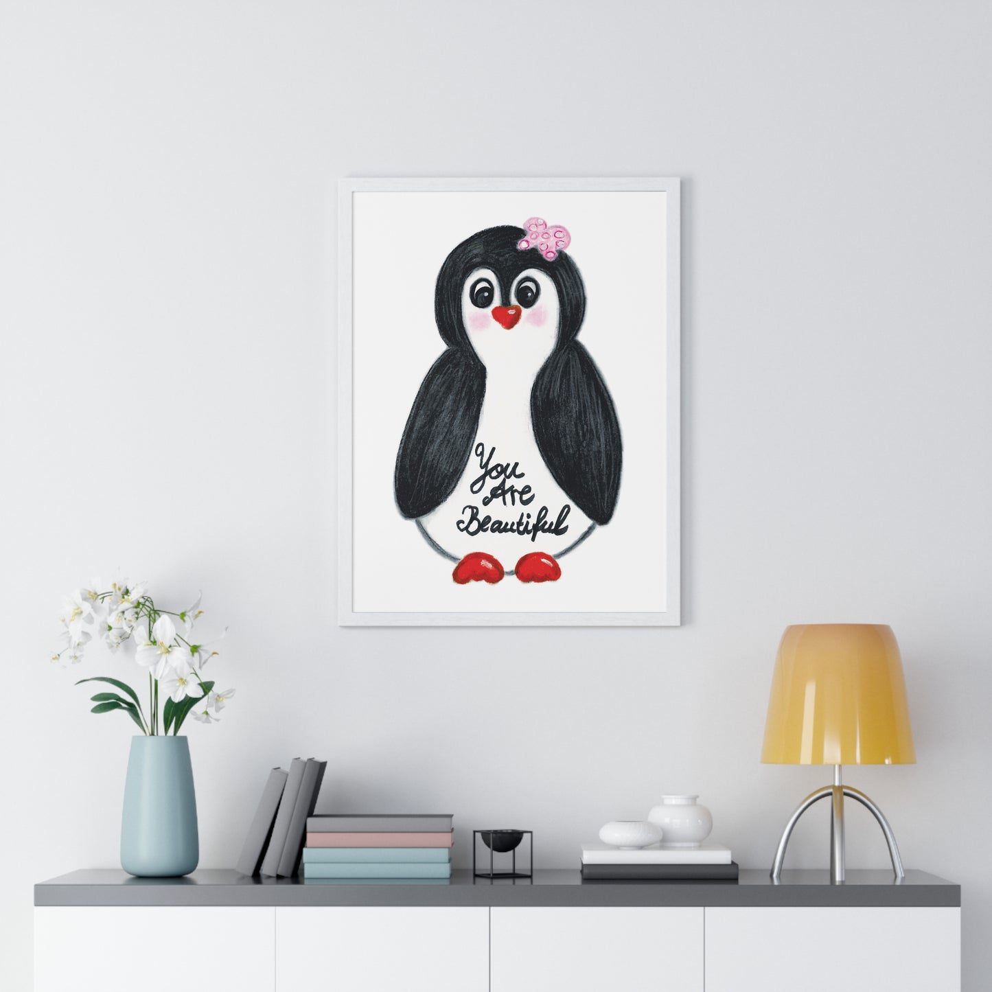 Little penguin beautiful - Vertical Framed Poster