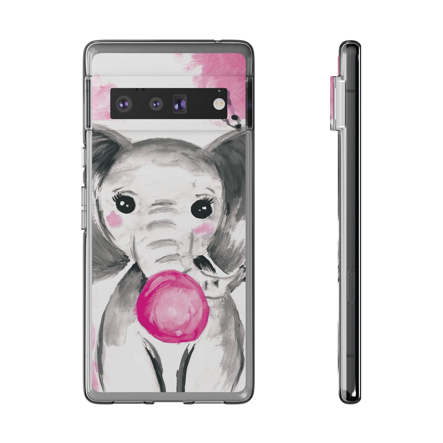 Little Elephant with pink bubblegum without AI - Soft Phone Cases