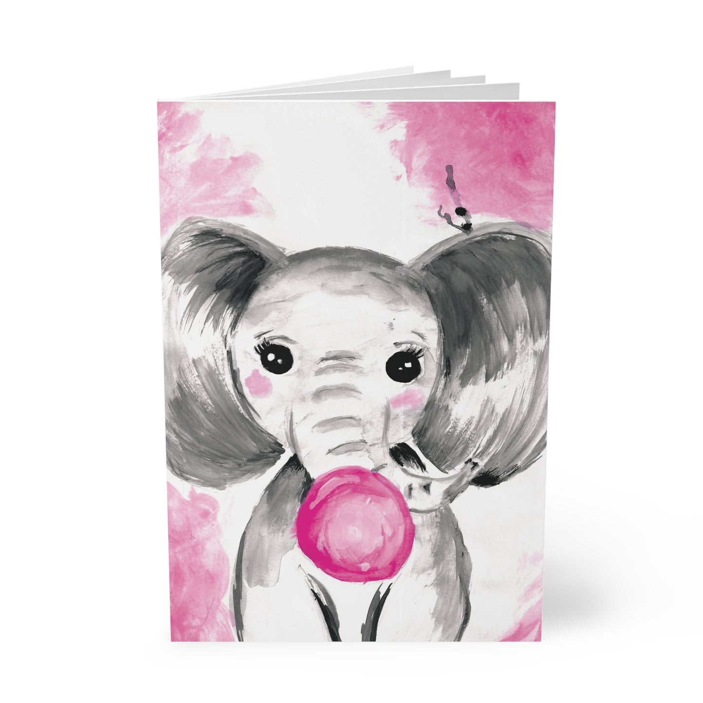 Copy of Little Elephant with pink bubblegum without AI - Softcover Notebook, A5
