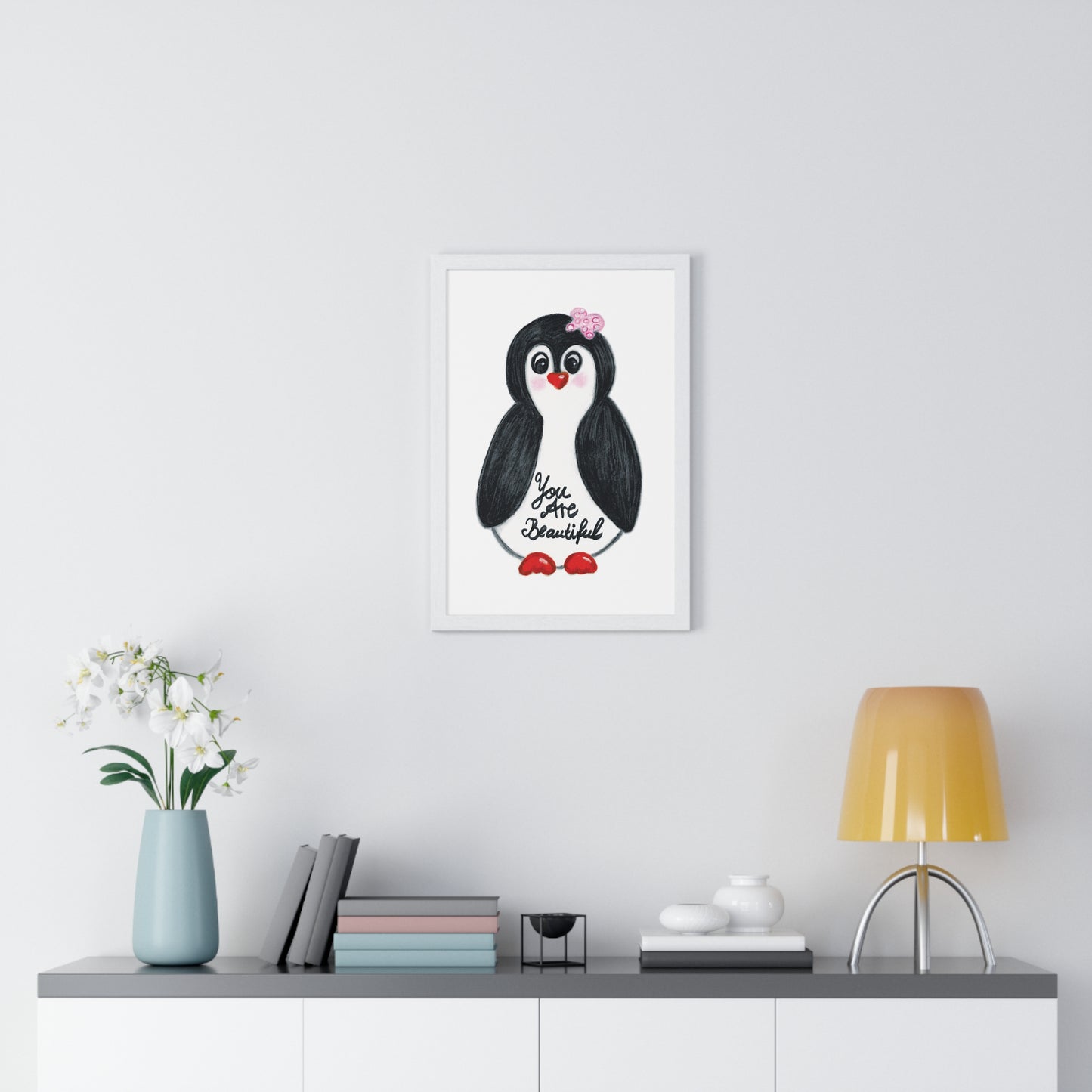 Little penguin beautiful - Vertical Framed Poster