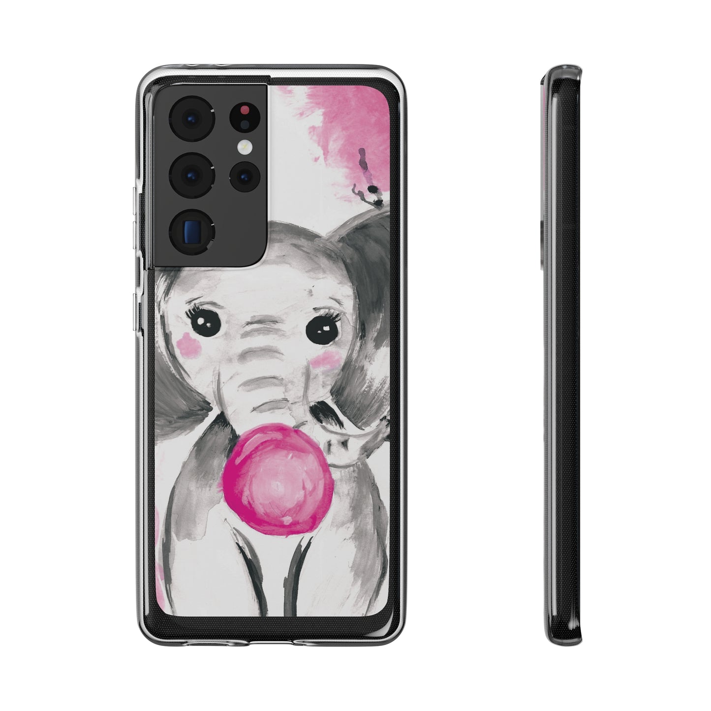 Little Elephant with pink bubblegum without AI - Soft Phone Cases