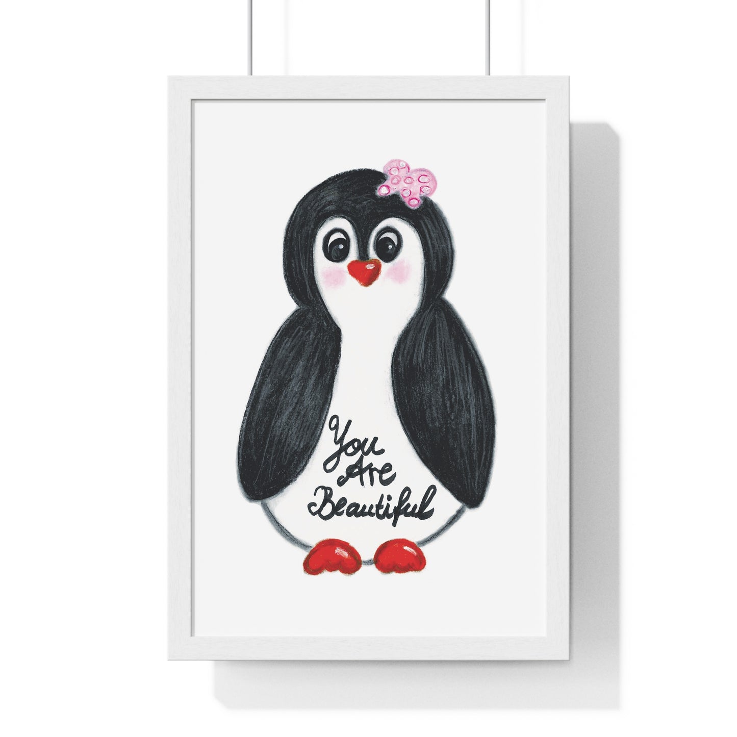 Little penguin beautiful - Vertical Framed Poster