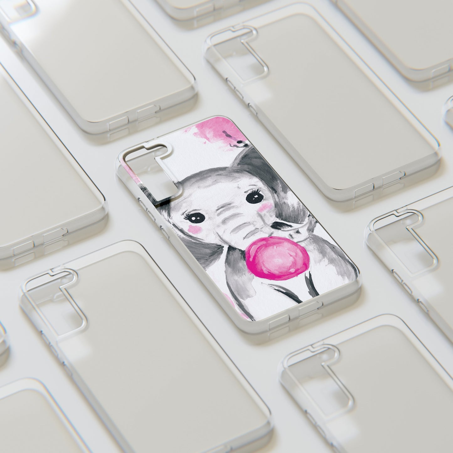 Little Elephant with pink bubblegum without AI - Soft Phone Cases
