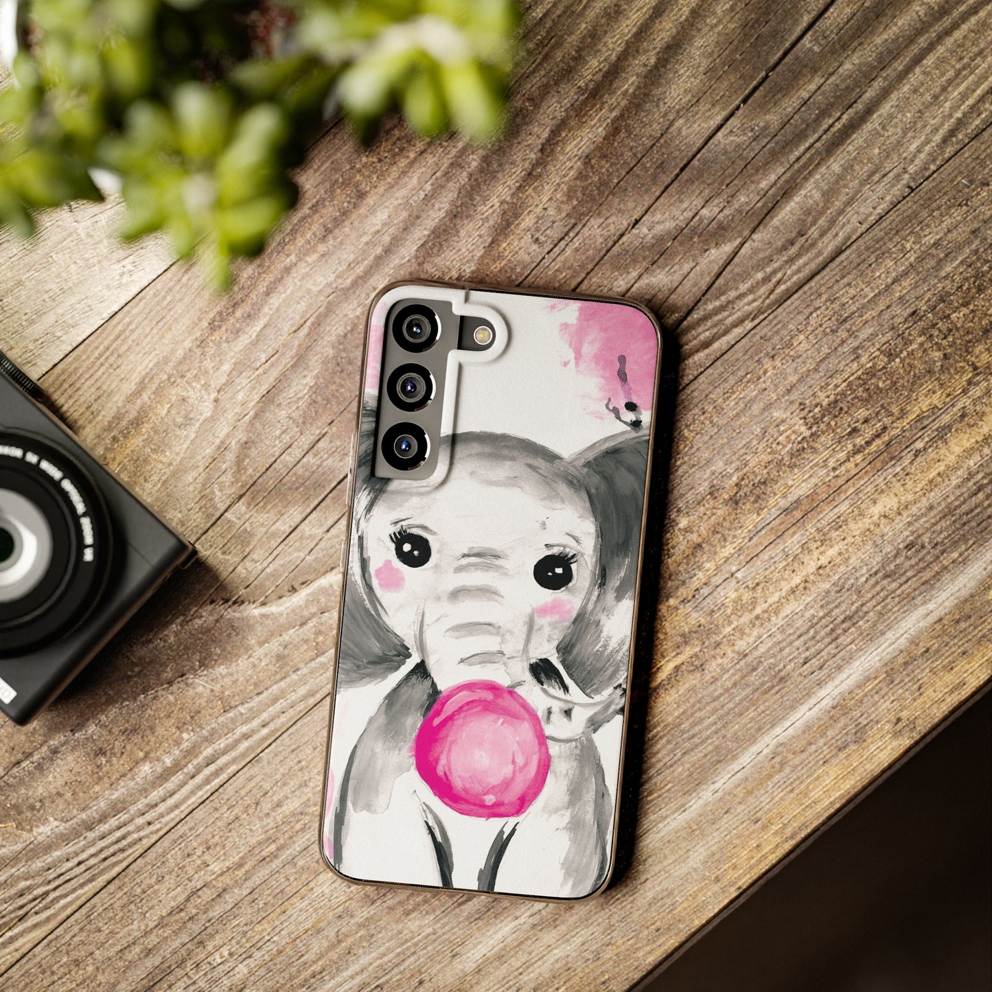Little Elephant with pink bubblegum without AI - Soft Phone Cases