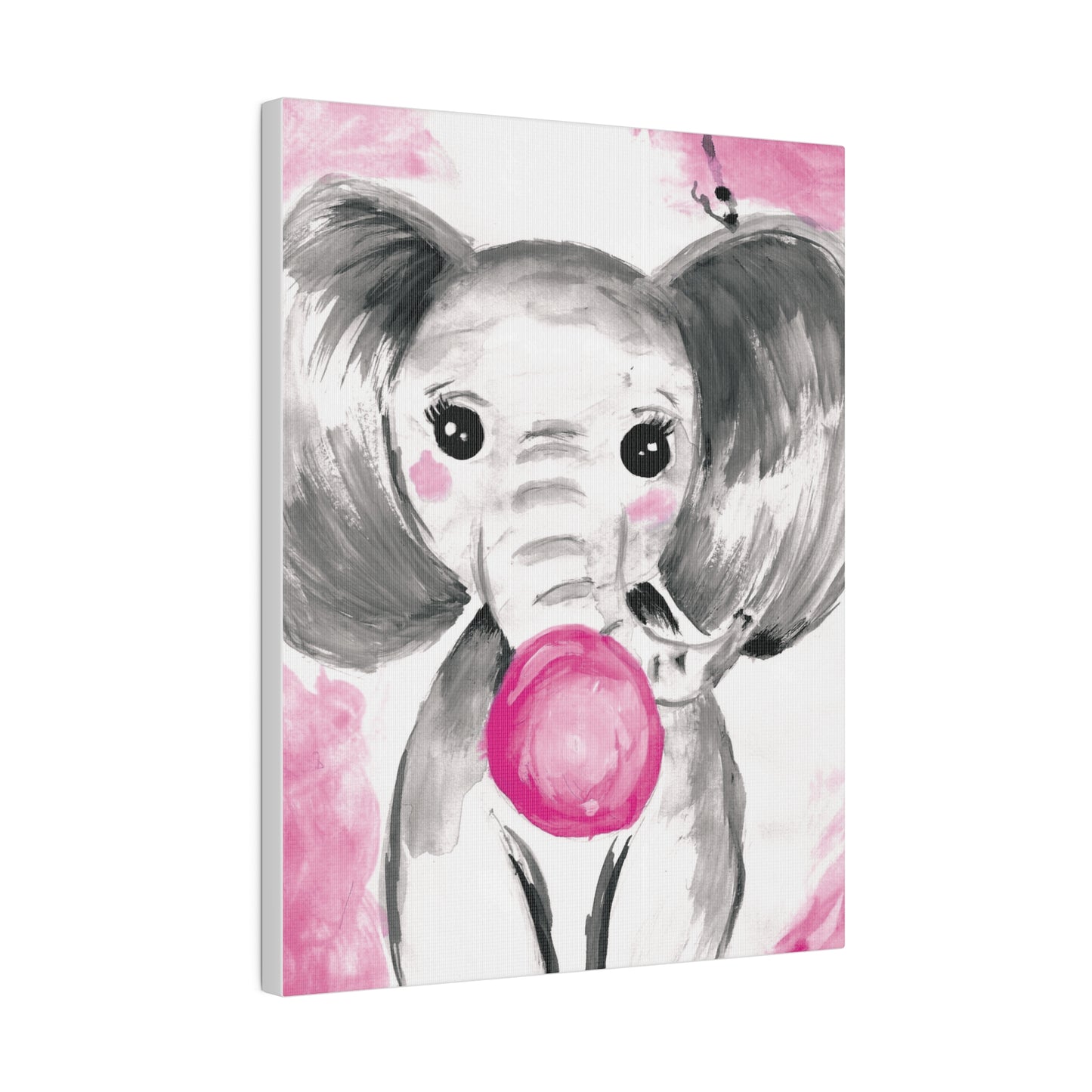 Little Elephant with pink bubblegum without AI - Matte Canvas, Stretched, 0.75"