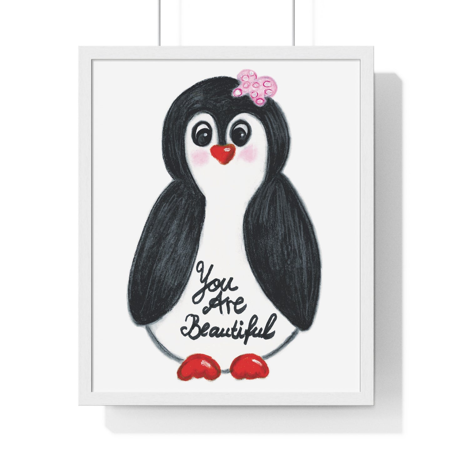 Little penguin beautiful - Vertical Framed Poster
