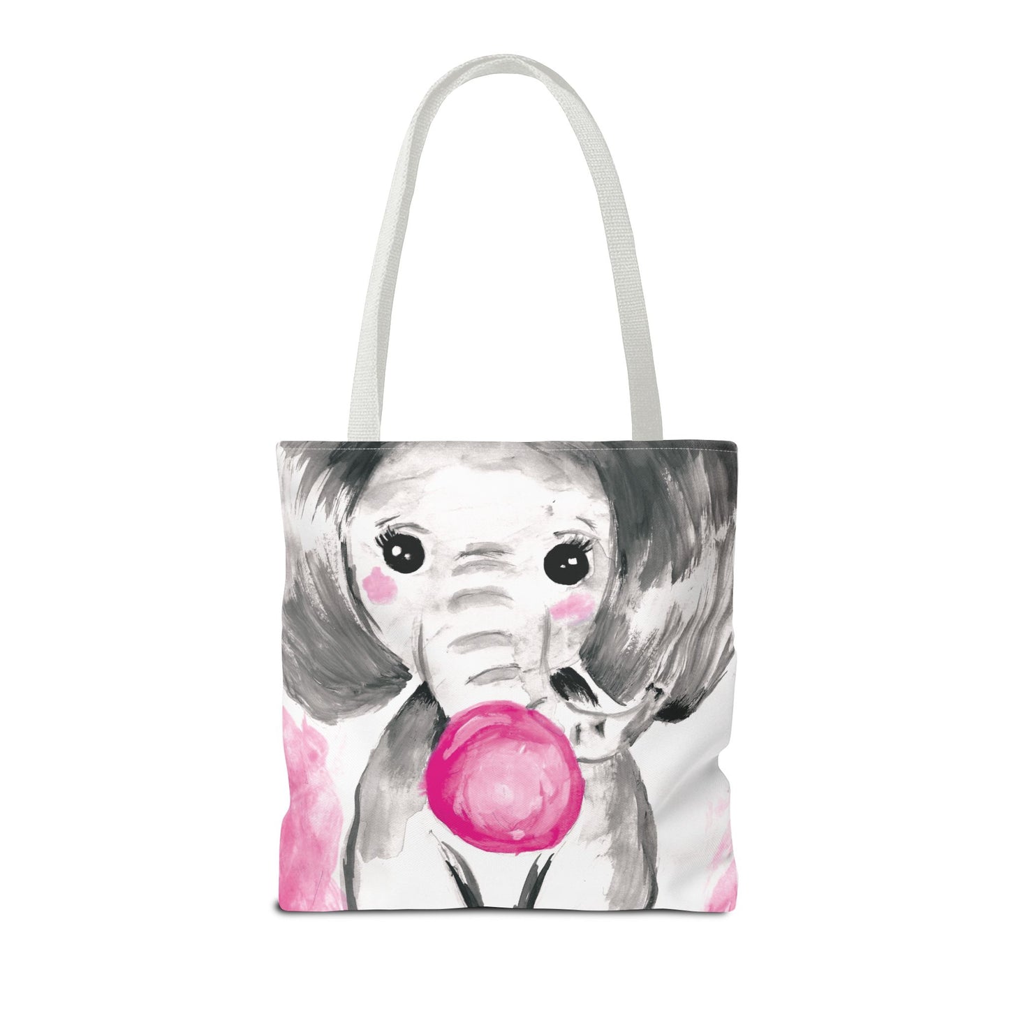 Little Elephant with pink bubblegum without AI - Tote Bag (AOP)