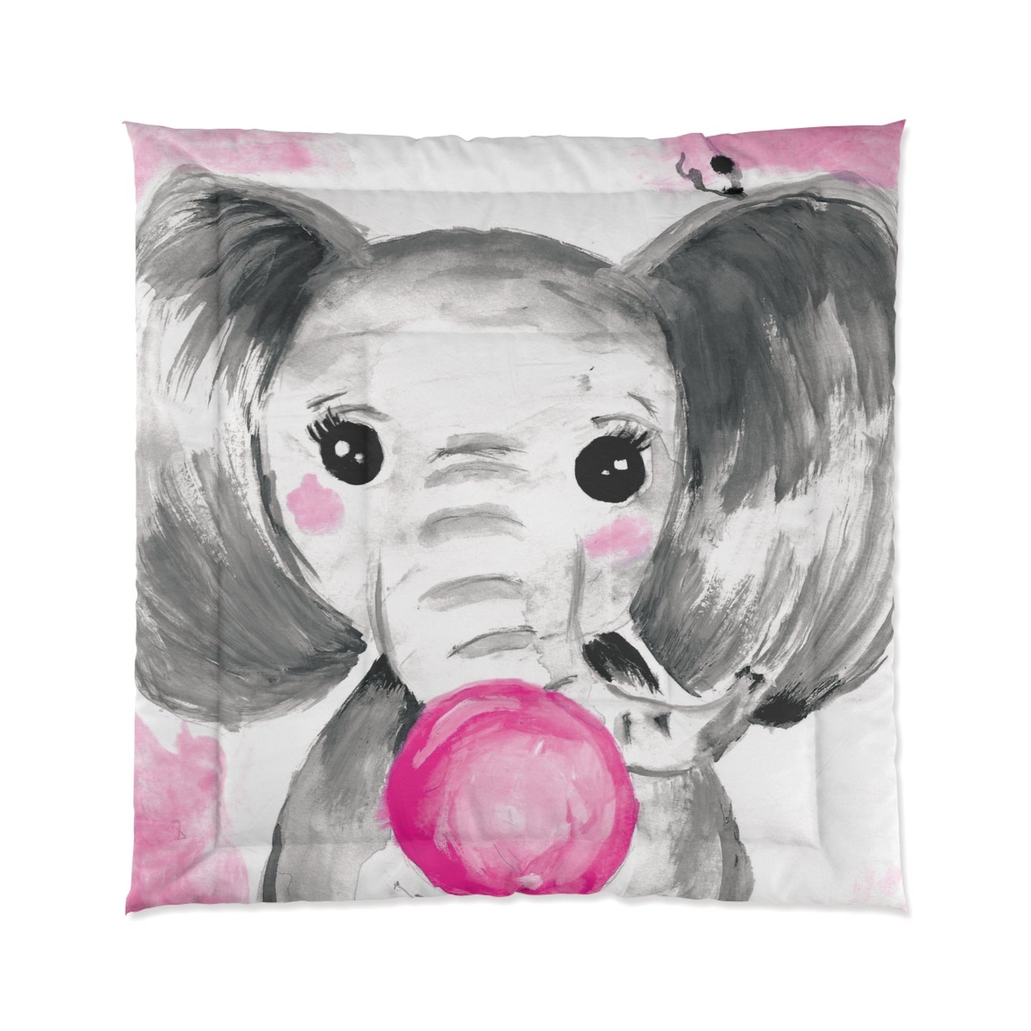 Little Elephant with pink bubblegum without AI - Comforter