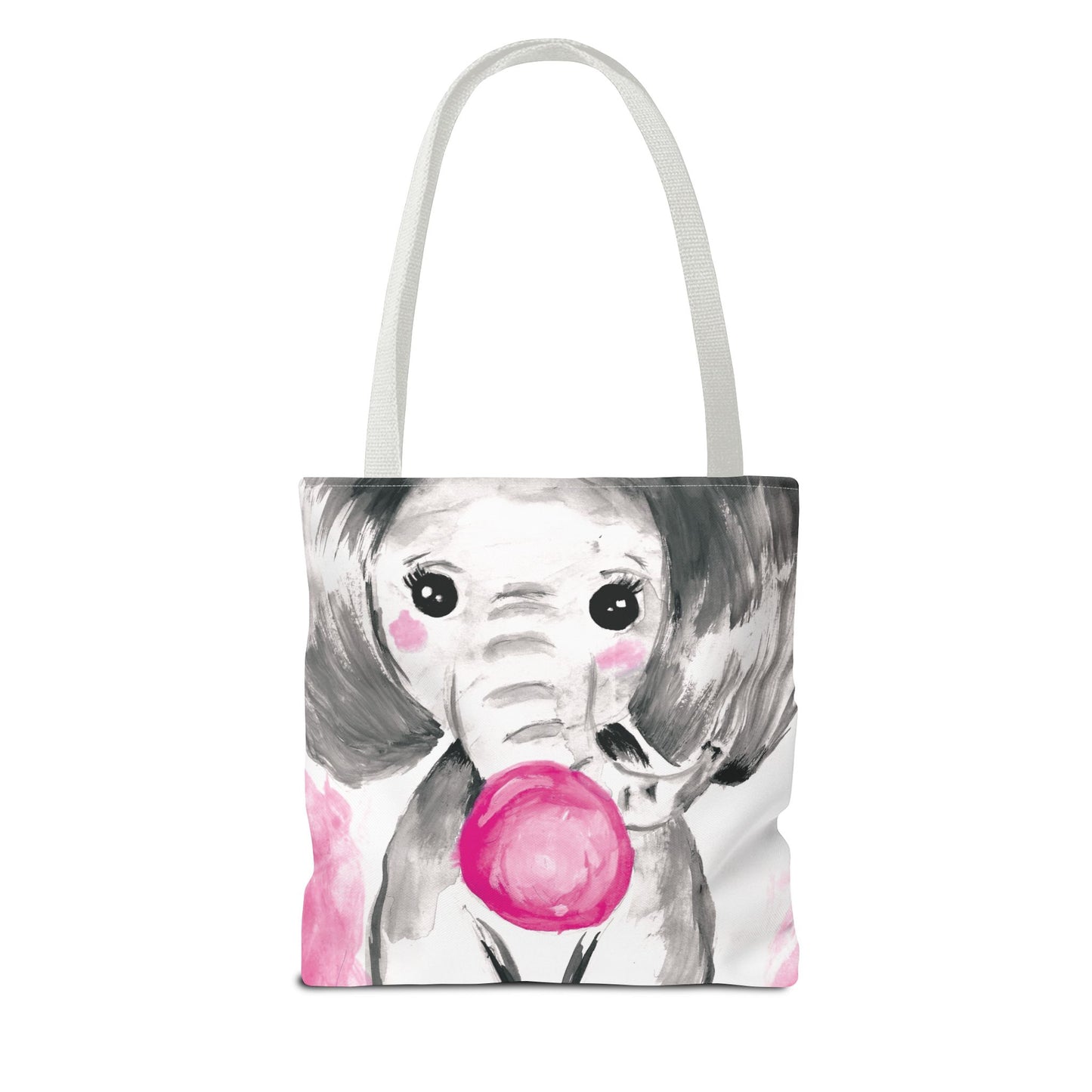 Little Elephant with pink bubblegum without AI - Tote Bag (AOP)