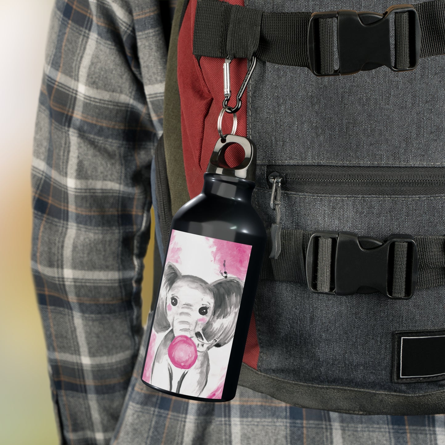 Little Elephant with pink bubblegum without AI - Oregon Sport Bottle
