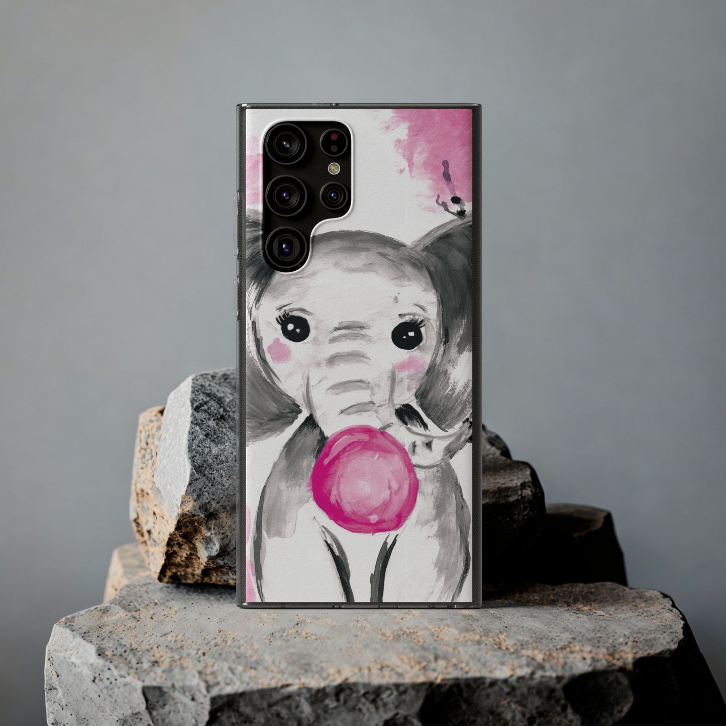 Little Elephant with pink bubblegum without AI - Soft Phone Cases