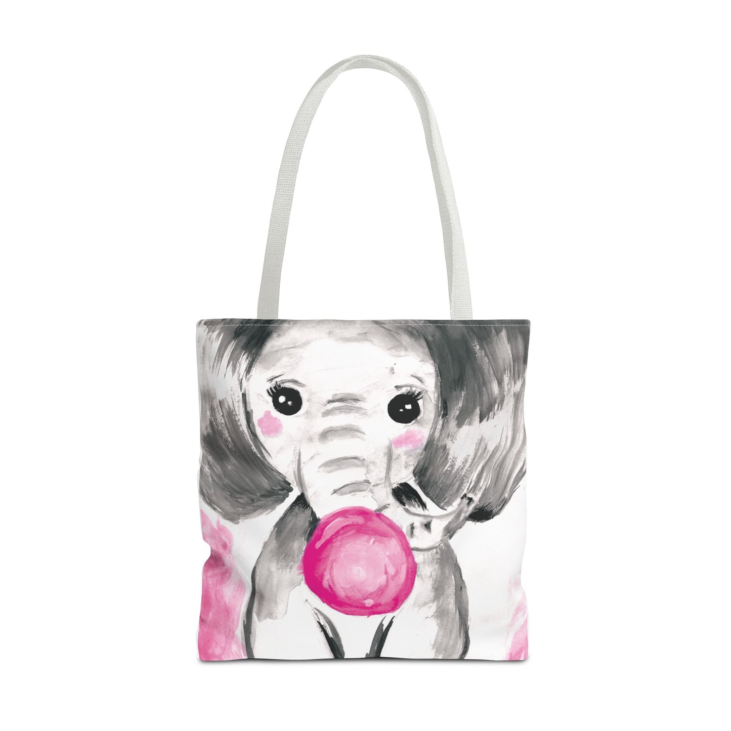 Little Elephant with pink bubblegum without AI - Tote Bag (AOP)