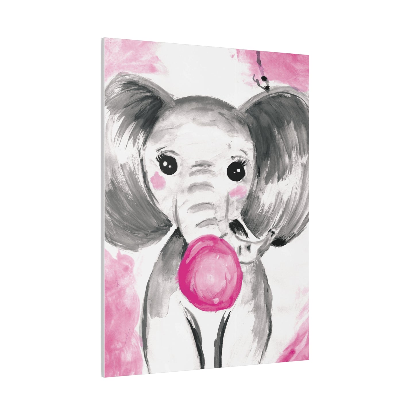 Little Elephant with pink bubblegum without AI - Matte Canvas, Stretched, 0.75"