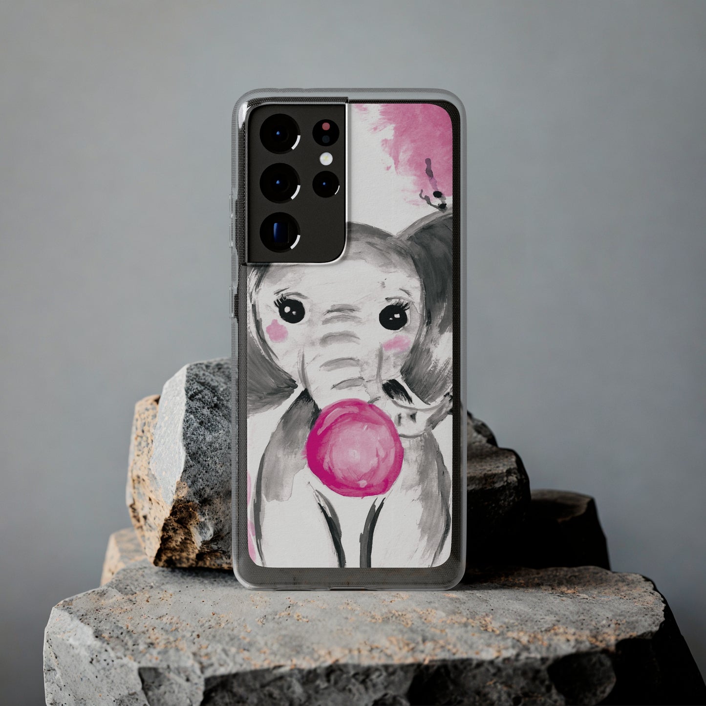 Little Elephant with pink bubblegum without AI - Soft Phone Cases