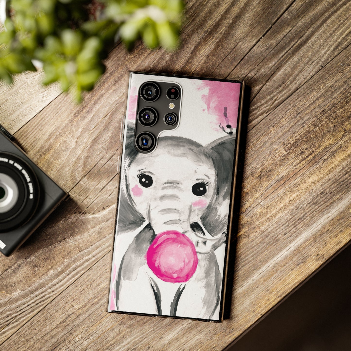 Little Elephant with pink bubblegum without AI - Soft Phone Cases