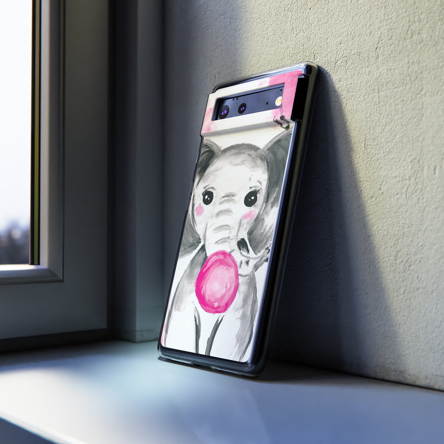 Little Elephant with pink bubblegum without AI - Soft Phone Cases