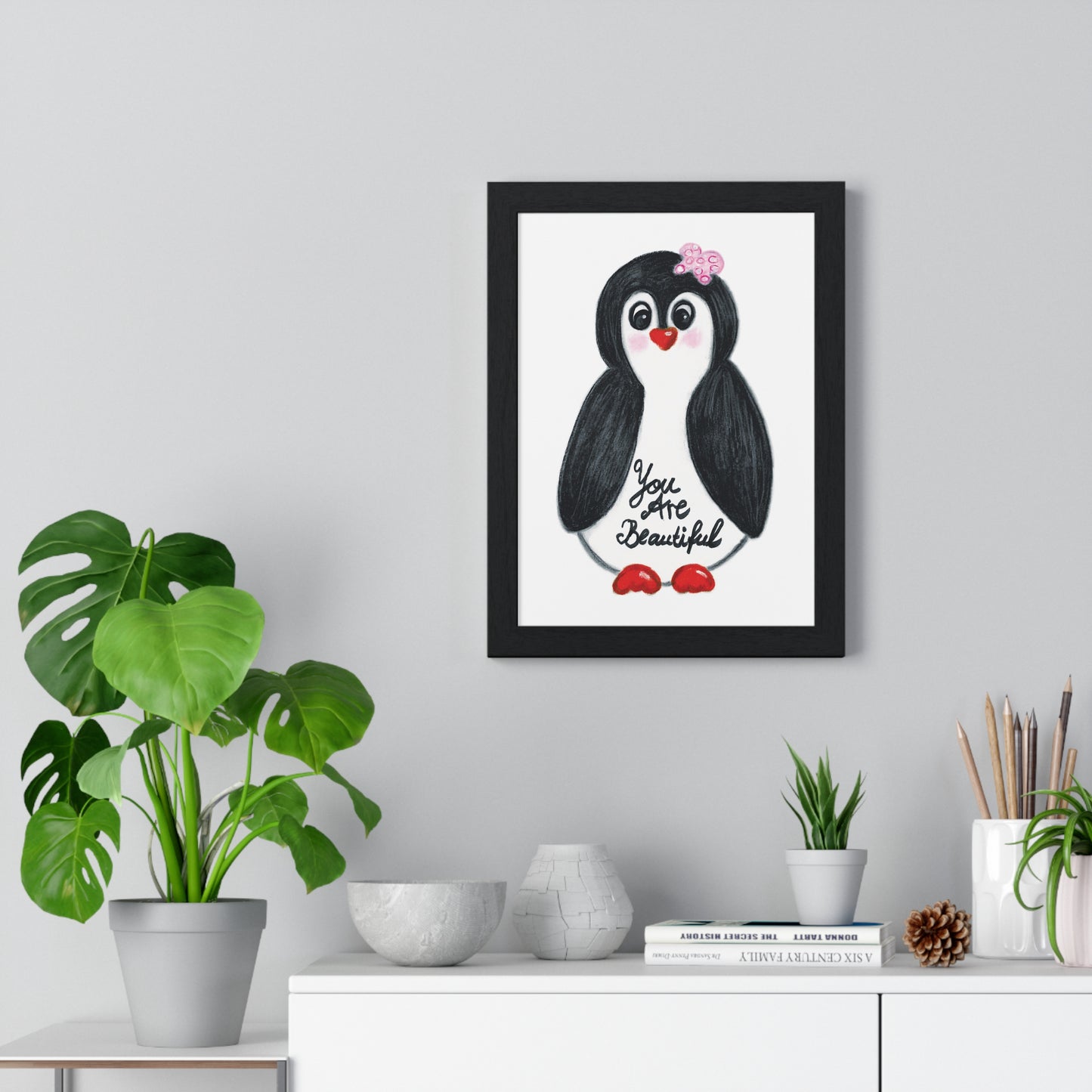 Little penguin beautiful - Vertical Framed Poster