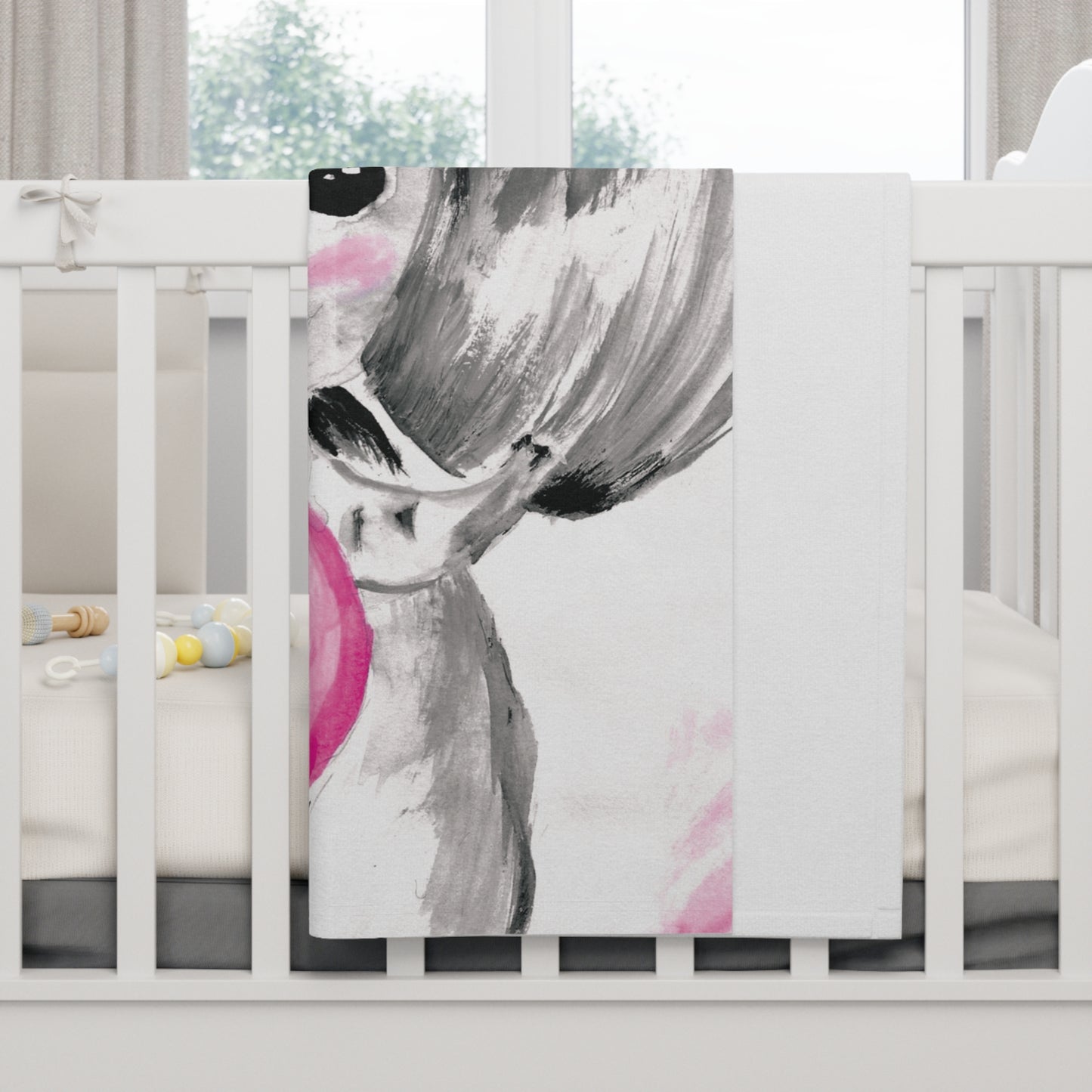 Little Elephant with pink bubblegum without AI - Soft Fleece Baby Blanket