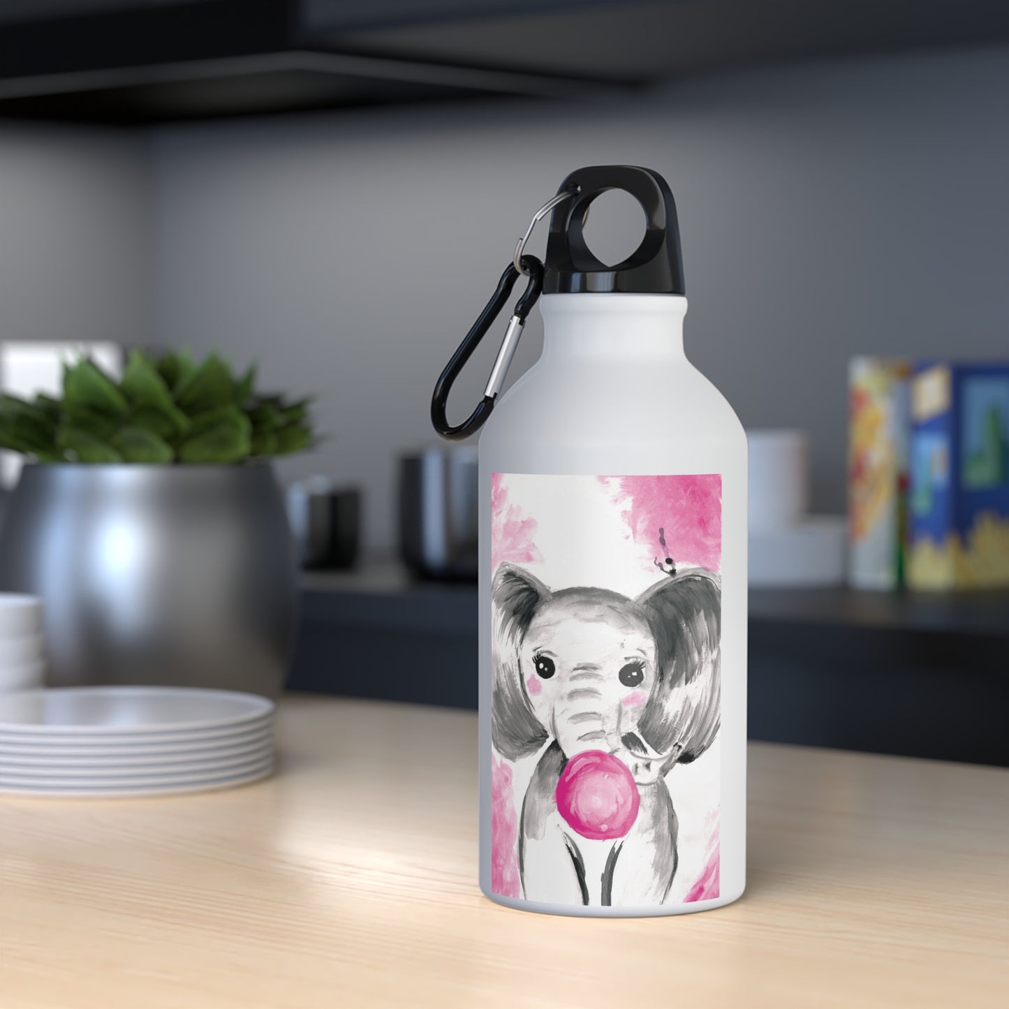 Little Elephant with pink bubblegum without AI - Oregon Sport Bottle