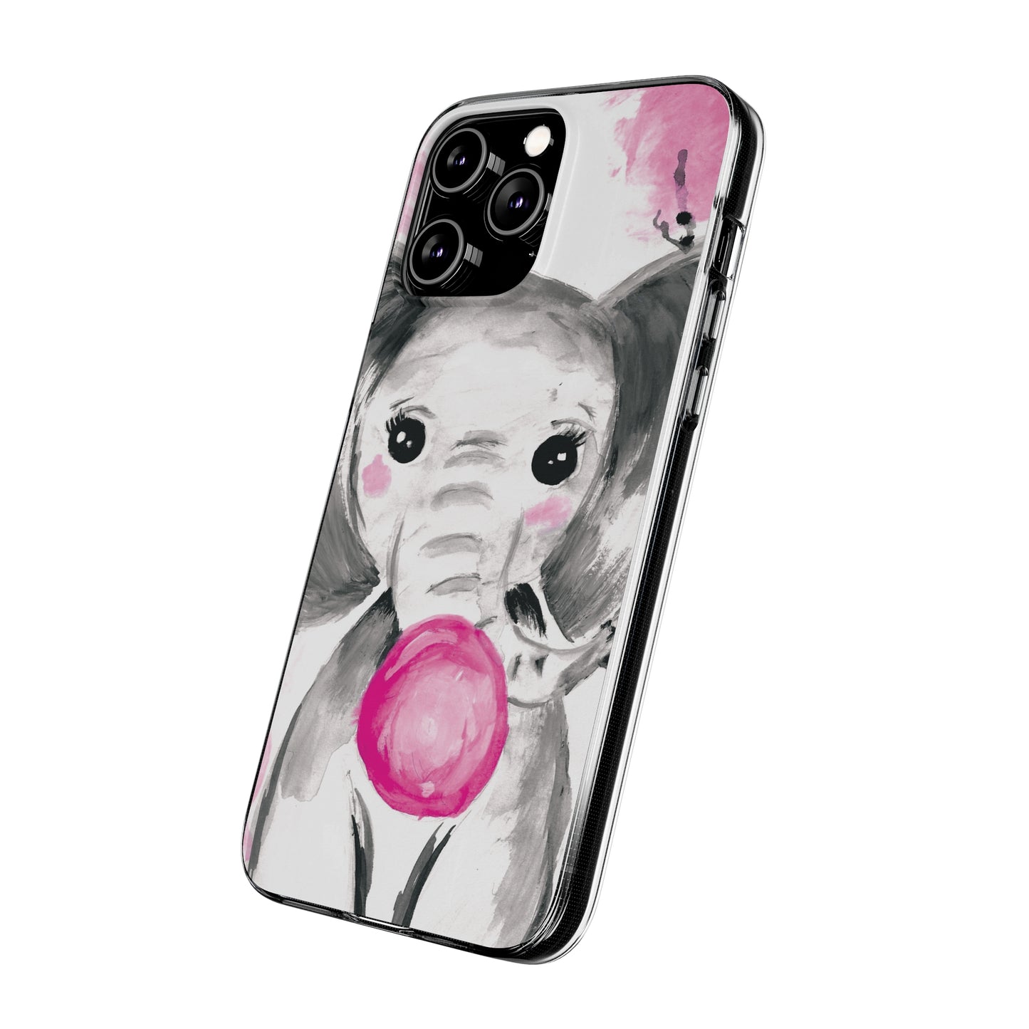 Little Elephant with pink bubblegum without AI - Soft Phone Cases