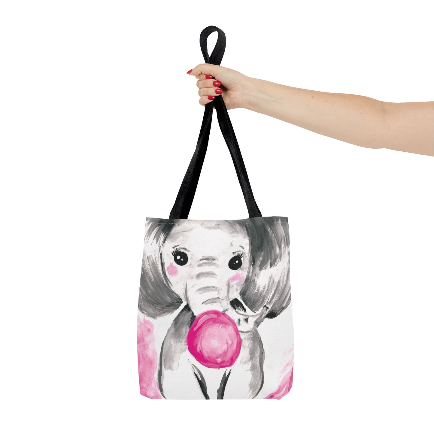 Little Elephant with pink bubblegum without AI - Tote Bag (AOP)