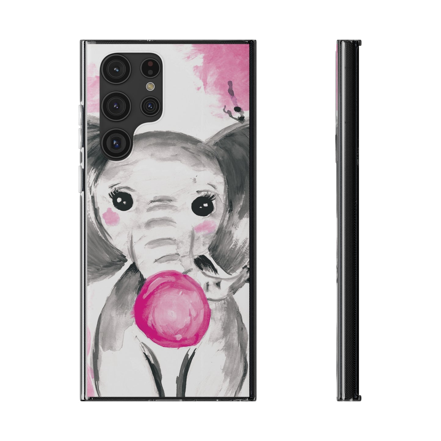 Little Elephant with pink bubblegum without AI - Soft Phone Cases