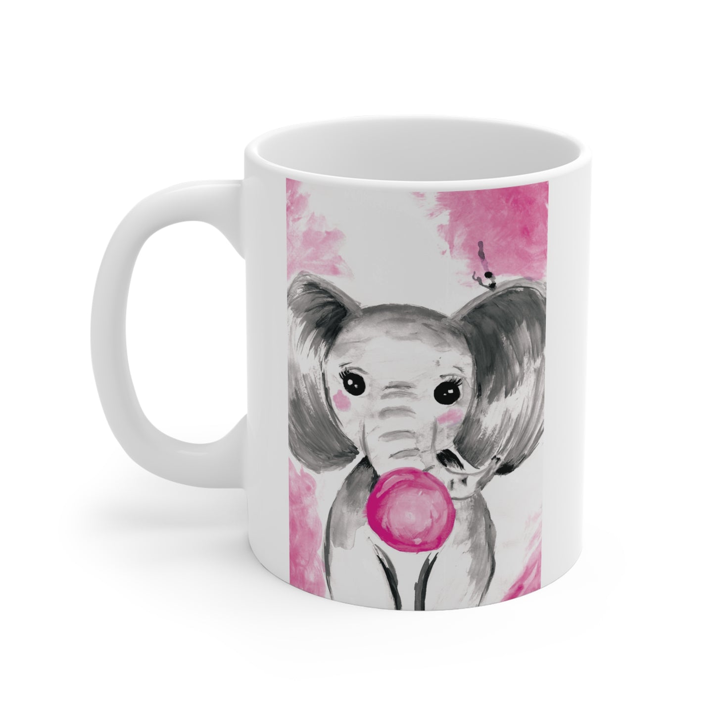 Little Elephant with pink bubblegum without AI - Mug 11oz