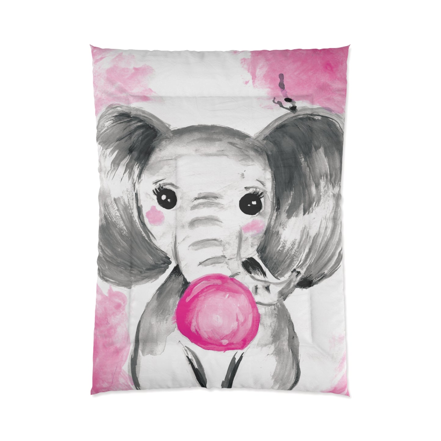 Little Elephant with pink bubblegum without AI - Comforter