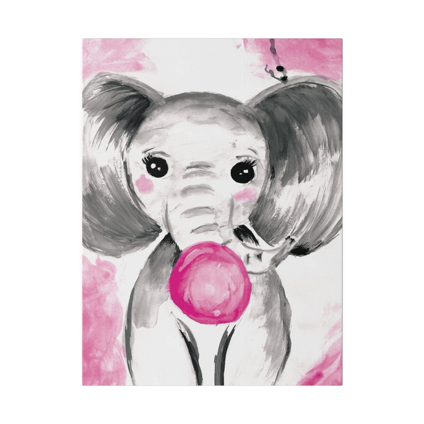 Little Elephant with pink bubblegum without AI - Matte Canvas, Stretched, 0.75"