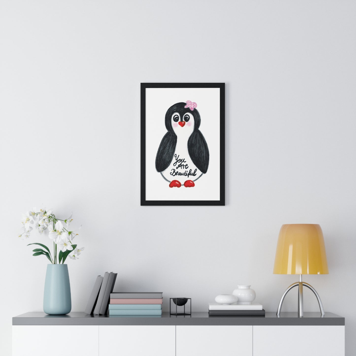 Little penguin beautiful - Vertical Framed Poster