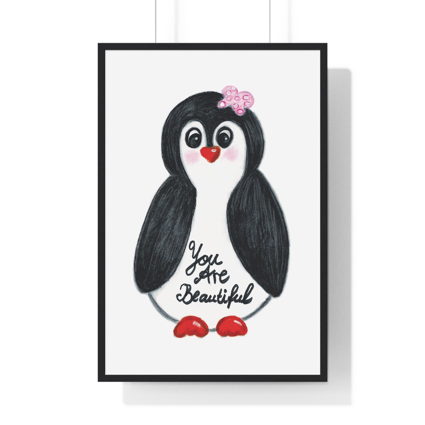 Little penguin beautiful - Vertical Framed Poster