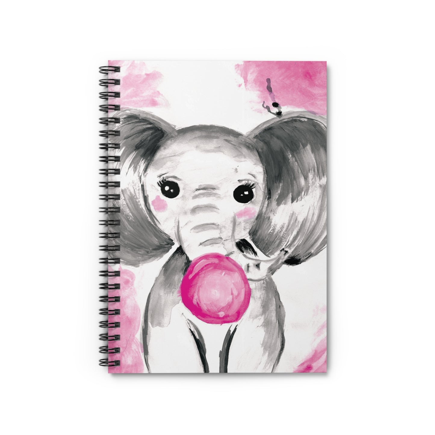 Little Elephant with pink bubblegum without - AI Spiral Notebook - Ruled Line