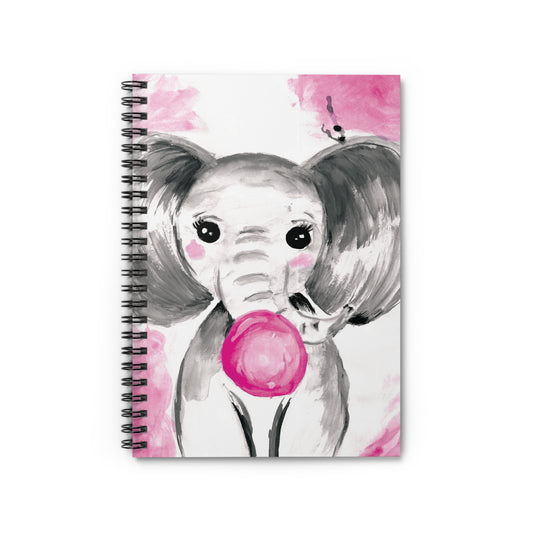 Little Elephant with pink bubblegum without - AI Spiral Notebook - Ruled Line