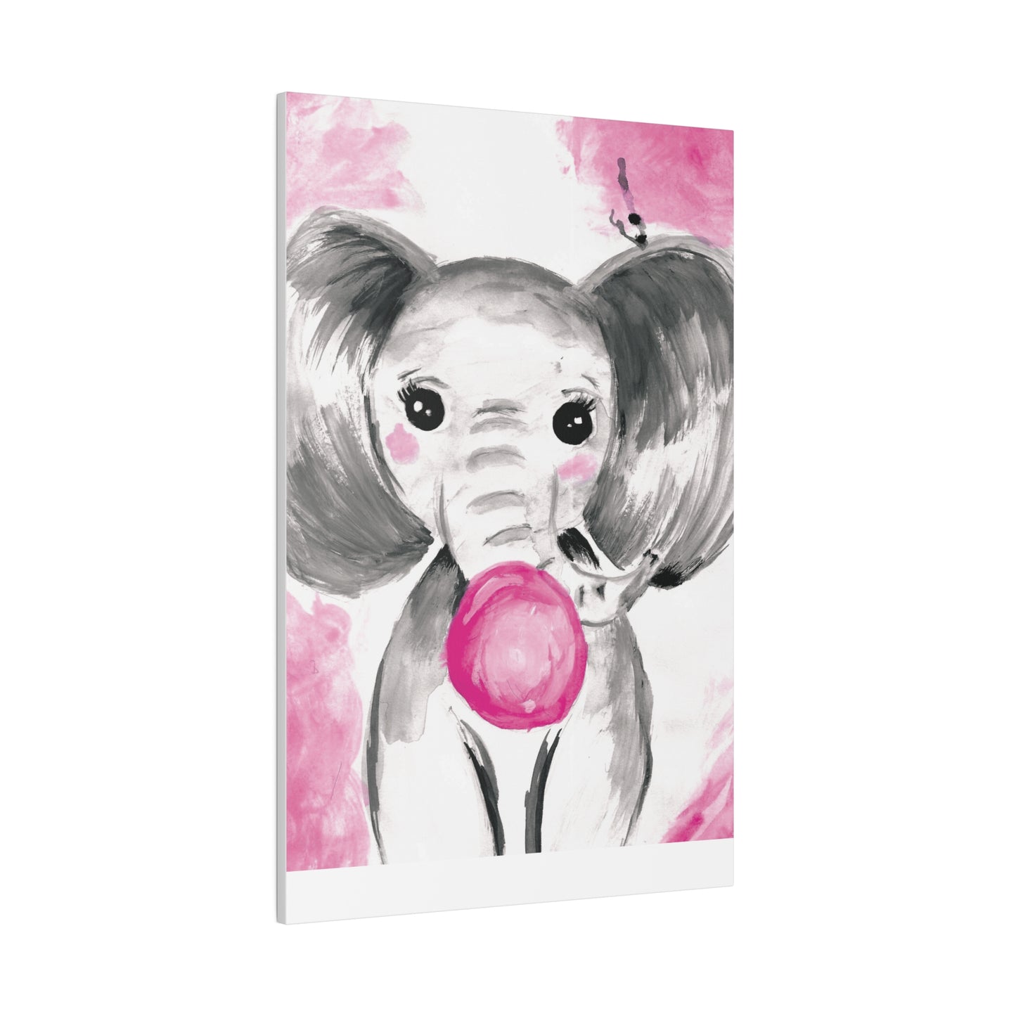 Little Elephant with pink bubblegum without AI - Matte Canvas, Stretched, 0.75"