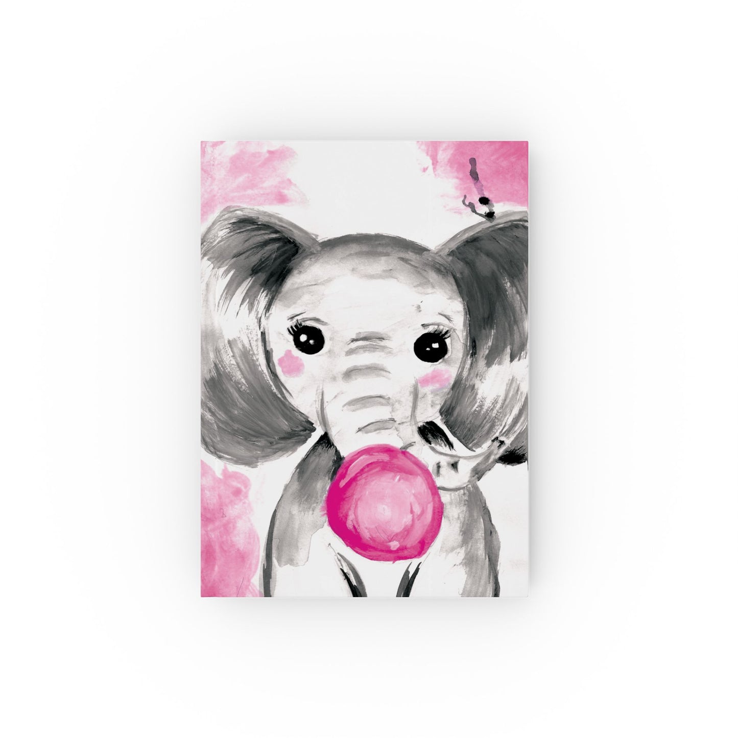 Little Elephant with pink bubblegum without AI - Hard Backed Journal