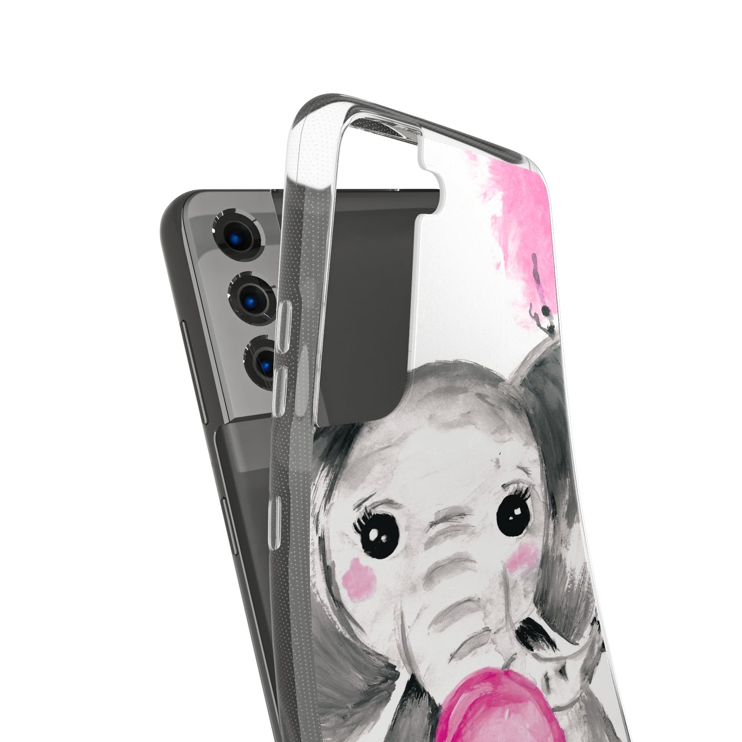 Little Elephant with pink bubblegum without AI - Soft Phone Cases
