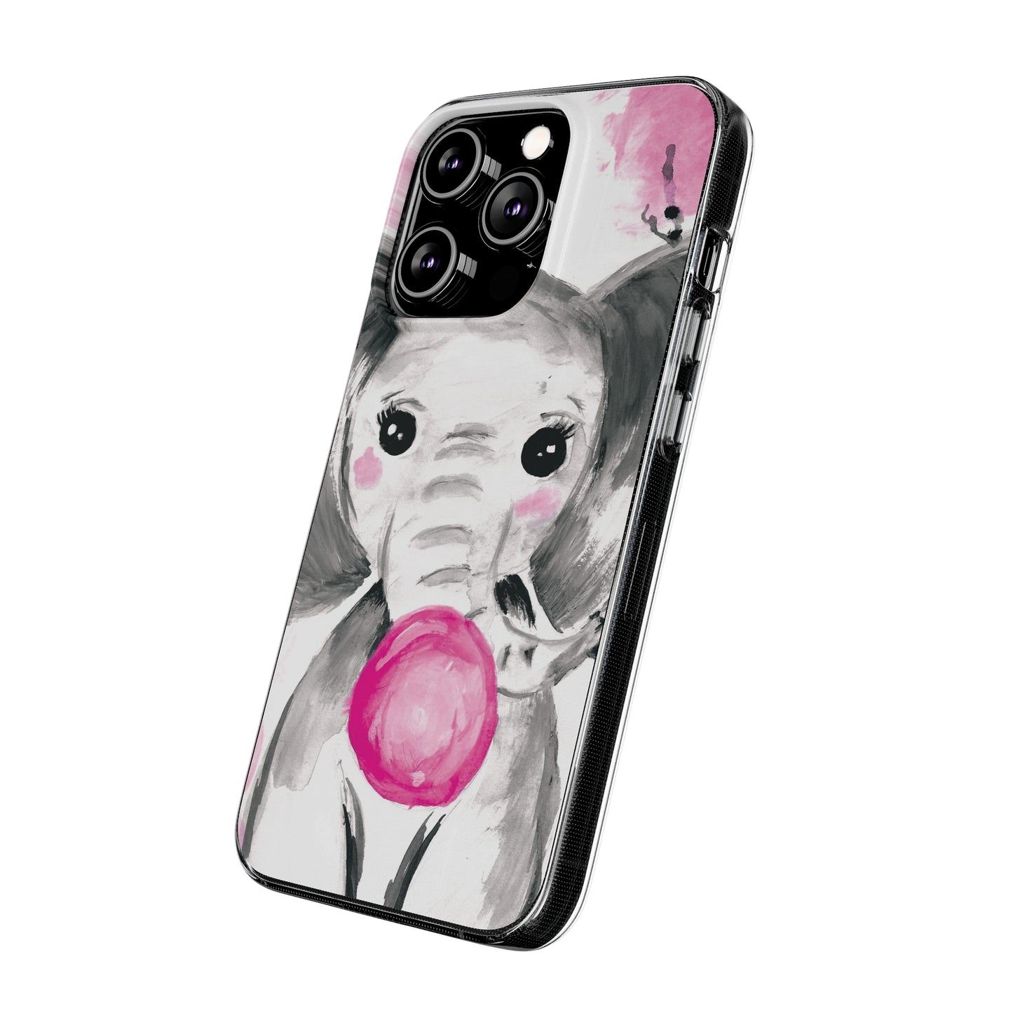 Little Elephant with pink bubblegum without AI - Soft Phone Cases