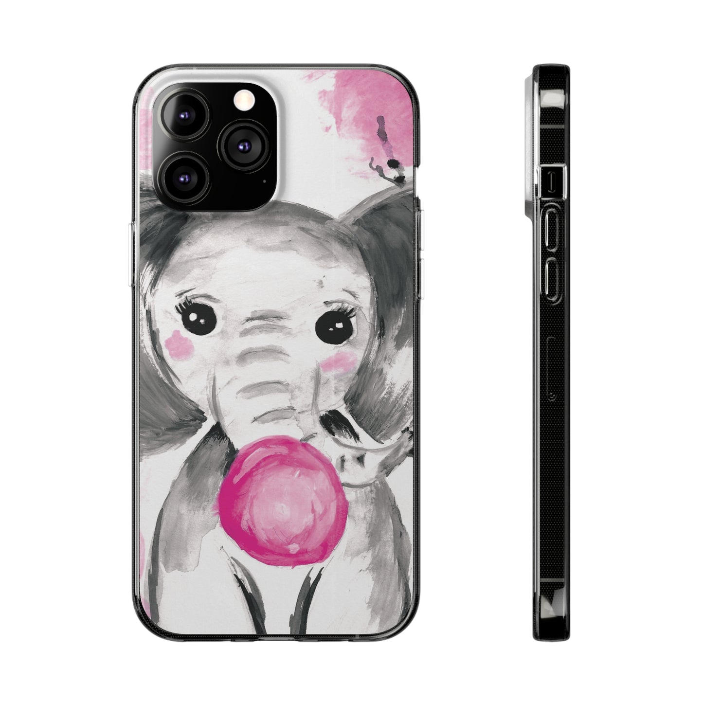 Little Elephant with pink bubblegum without AI - Soft Phone Cases
