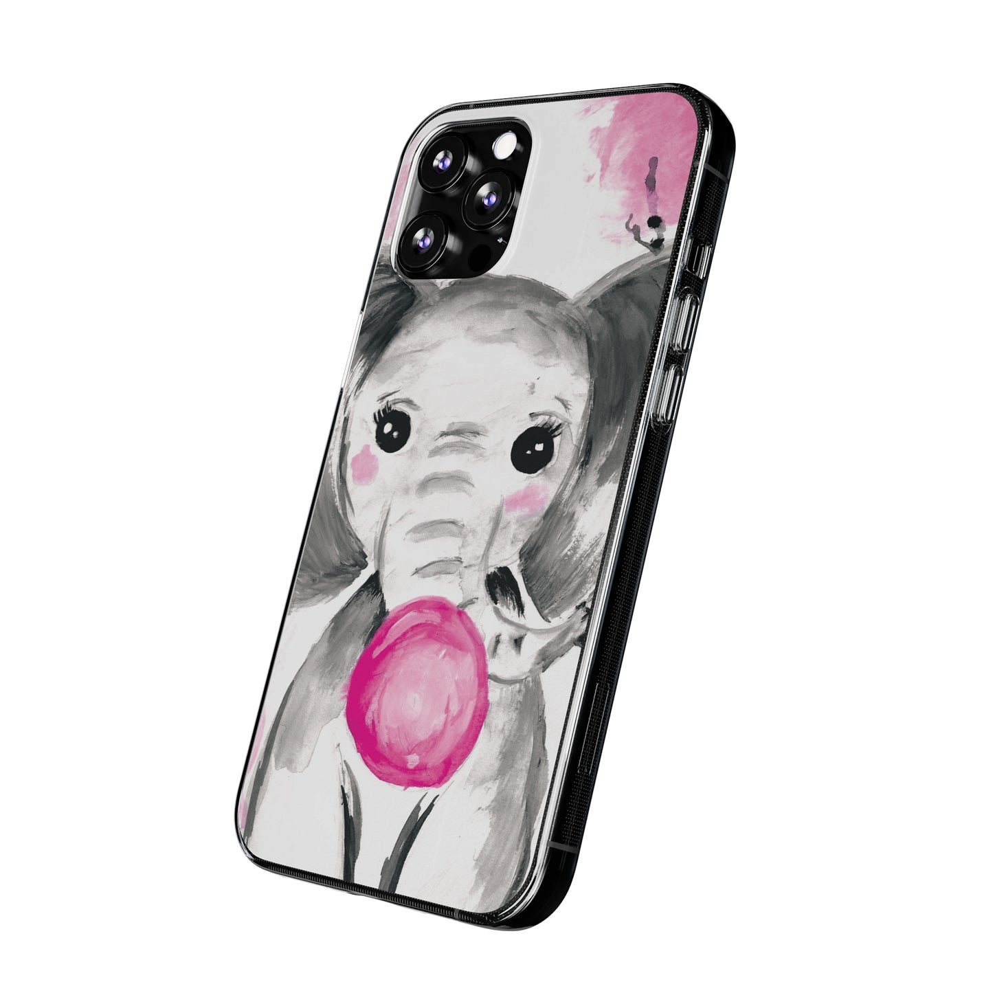 Little Elephant with pink bubblegum without AI - Soft Phone Cases